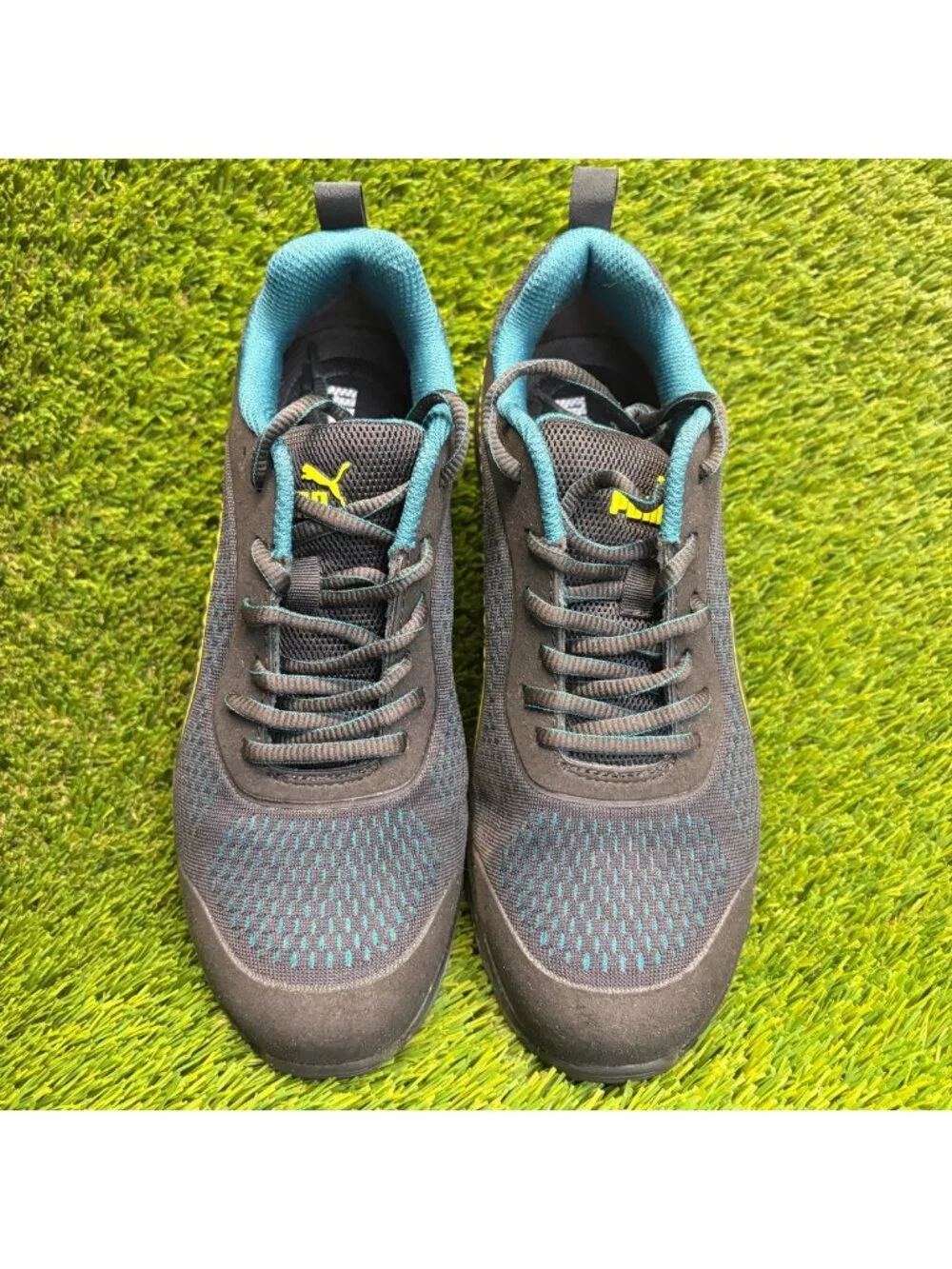 Puma Fuse Knit 2.0 Low Women Size 8.5 Black Blue Composite Toe Safety Work Shoes